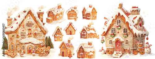 gingerbread house watercolor clipart