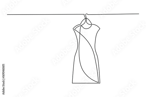 Minimalist clothes hangers single line art isolated vector design
