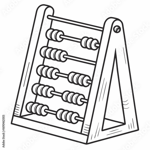 A calculating tool consisting of beads slid on rods, used for performing arithmetic processes.