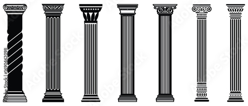Columns line icon set. Pillar icon vector, Ancient architecture pillars vector illustration. Pillar symbol design. Vector illustration.