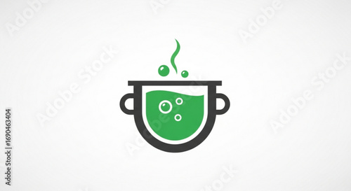 Green potion cauldron bubbling vector illustration for halloween witch brew and magic spell design element