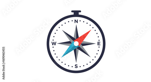 A detailed illustration of a classic compass with cardinal directions marked on its face.