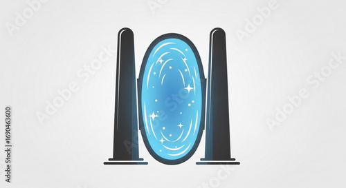 Portal futuristic gateway technology teleportation device travel concept vector illustration design