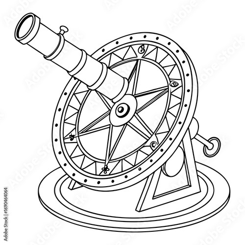 An ancient astronomical instrument used to make measurements, a complex model of the sky with rotating parts.