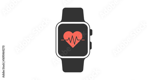 Smartwatch displaying heart rate, health tracking device illustration.