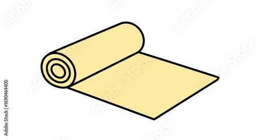 Illustration of a rolled up yellow material, possibly fabric or paper.