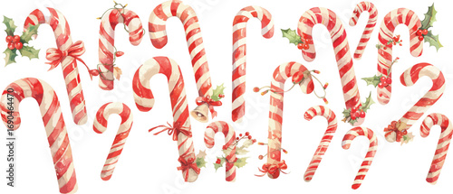 candy cane watercolor clipart