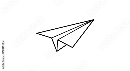 Simple line drawing of a paper airplane on a white background.