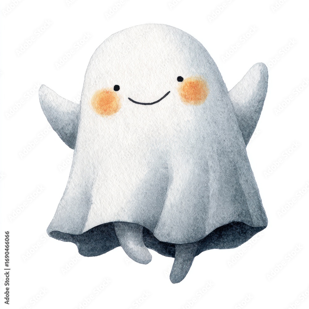 Obraz premium Cute watercolor ghost illustration