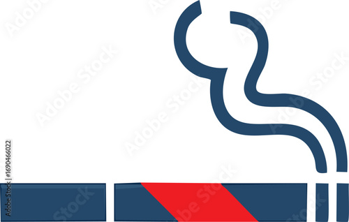 Dark blue cigarette with red band emitting smoke smoking