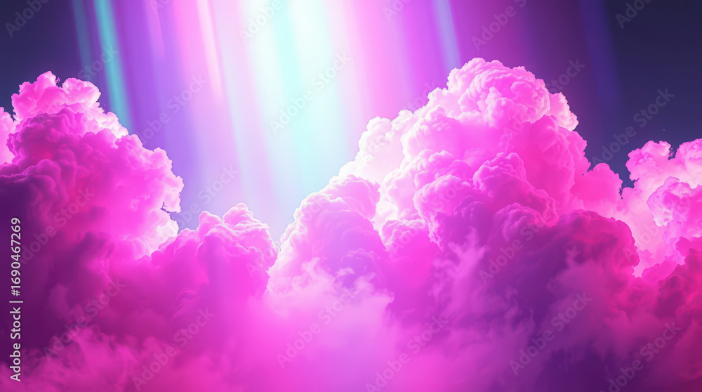 Fototapeta premium Pink Clouds with Light Rays