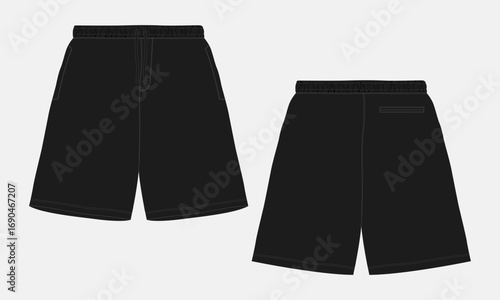Shorts pant vector illustration black color template front and back