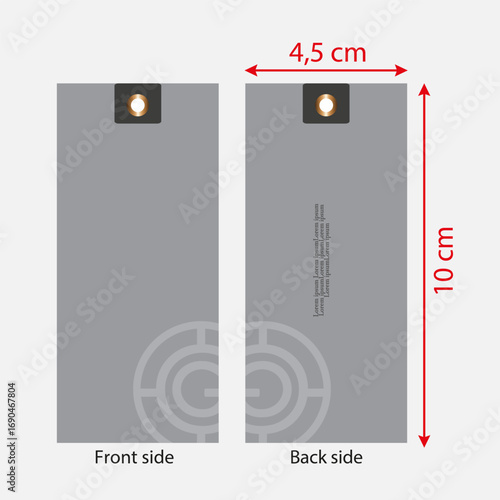 Clothing hang tag Vector illustration template design front and back view easy editing and customizable.	