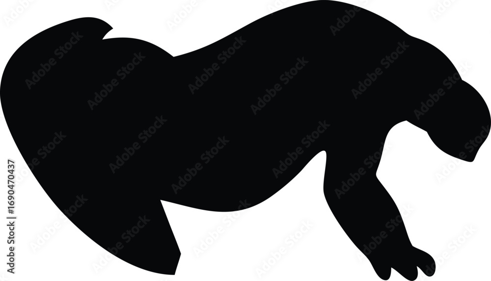 Fototapeta premium Silhouette of an Anteater with Prominent Claws on White Background