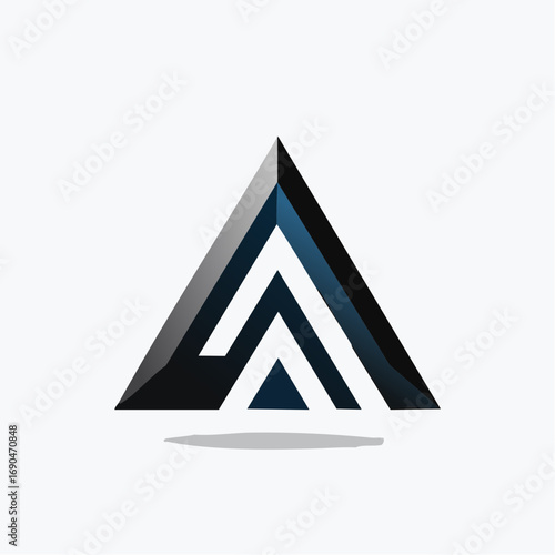 Abstract geometric triangle logo with black, blue, and white layers

