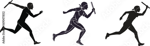 Relay Race Runners Silhouettes running athlete