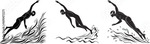 Swimmers In Action With Water Splashes swimming sport