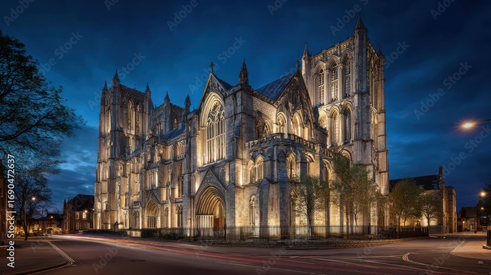 Fototapeta premium Illuminated cathedral at night