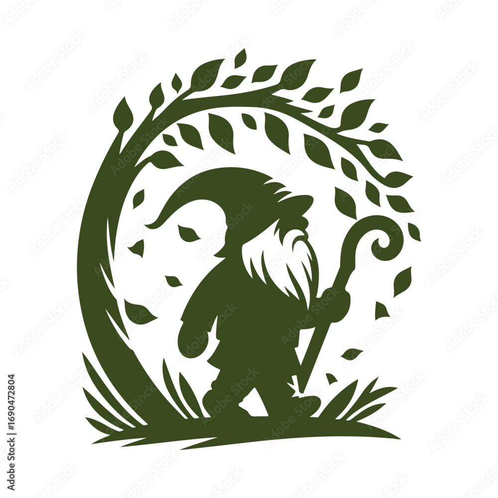 Fototapeta premium fall gnome vector silhouette clip art logo design illustration