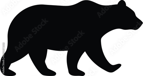 Walking Bear Silhouette Art on White Background Simple and Clear Design