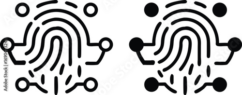Fingerprint Scan Icon Vector, Biometric Security Symbol, Digital Identity Silhouette Illustration