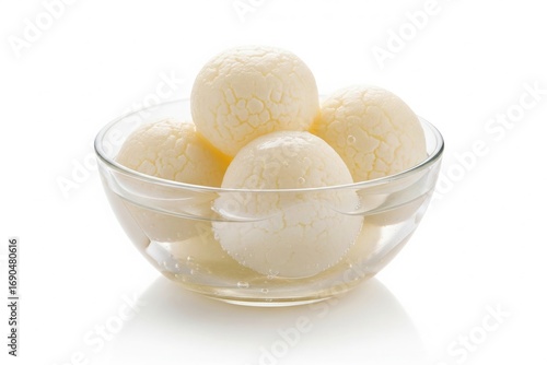 Rasgulla Indian Sweet in Glass Bowl.
