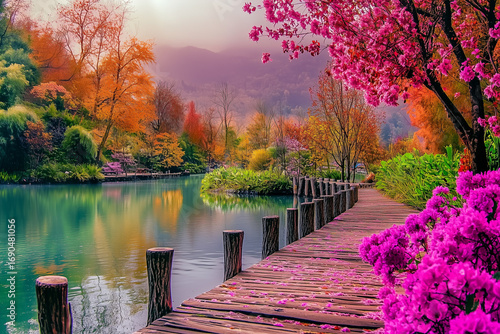 Color in nature - bright colorful autumn, generated AI