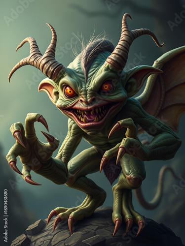 Obraz na płótnie A grotesquely twisted goblin