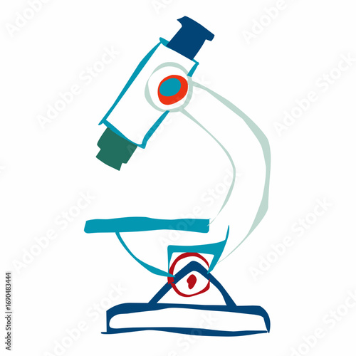 Handdrawn Style Detailed Microscope Science Equipment Tool Icon Graphic
