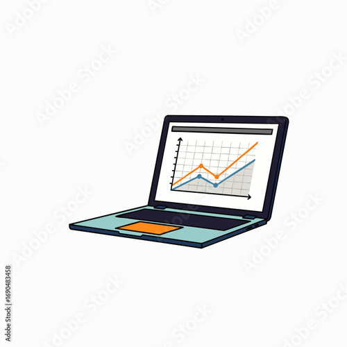 A modern laptop computer showcases a vibrant line graph on its screen, illustrating dynamic business growth and insightful data analysis.