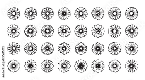 Collection of intricate oval floral mandala designs in a black silhouette