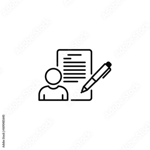 Person filling out a form with a pen, isolated on white background business concept and document signing
