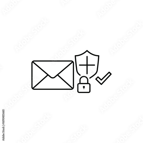 Secure email icon isolated on white background message protection, privacy and confidentiality concept