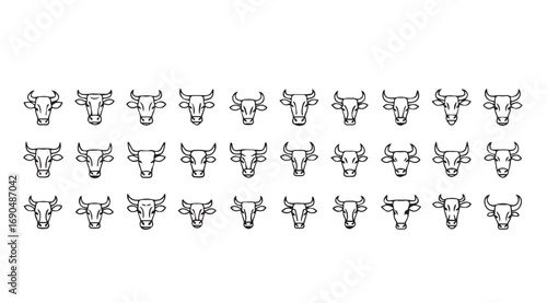 A repeating pattern of stylized bull head silhouettes in black and white