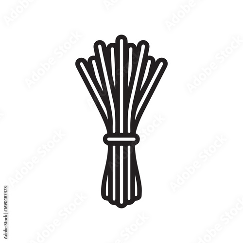 Stylized Outline Icon of a Sheaf of Wheat or Grass Bundle