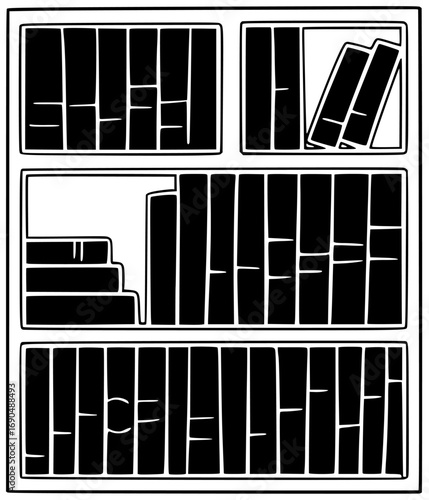 education illustration library silhouette bookshelf logo literature icon book outline school bookcase study knowledge read shelf collection day bookstore shape home vector graphic background