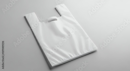 Blank White Plastic Shopping Bag on Grey Background Ready for Branding and Advertising Mockups