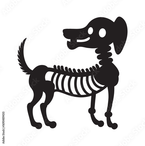 Halloween Dog Silhouette Vector illustration.  Skeleton dog vector design.