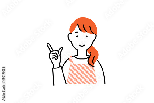指を差す料理をするエプロンを着た女性の人物イラスト