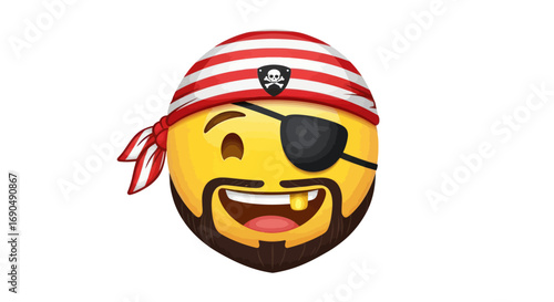 Foto Jolly Roger Emoji Pirate with Eyepatch and Goatee.