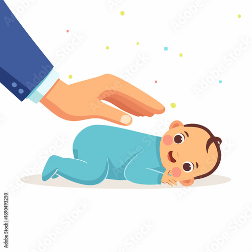 Gentle Hand Touches Baby