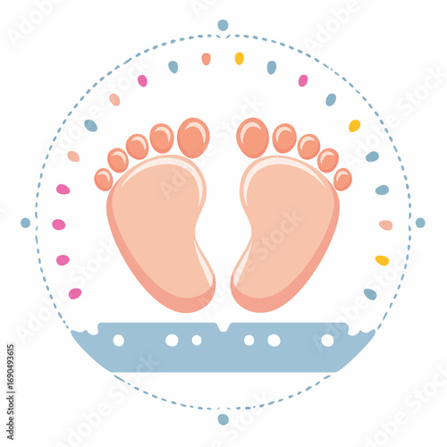 Baby Feet Illustration In Circle