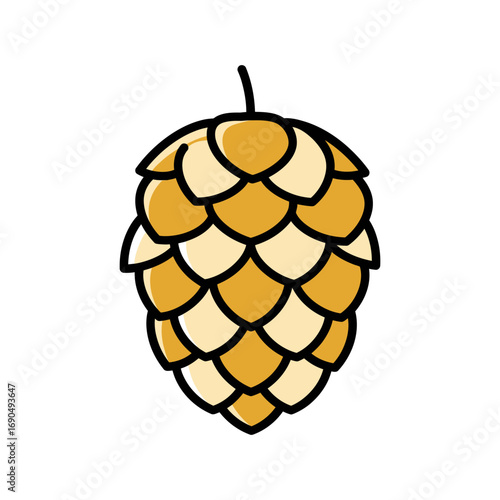 Golden Hops Cone Illustration Detailed Vector Graphic.