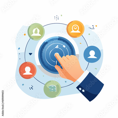 Hand Adjusting Circular Interface With Icons