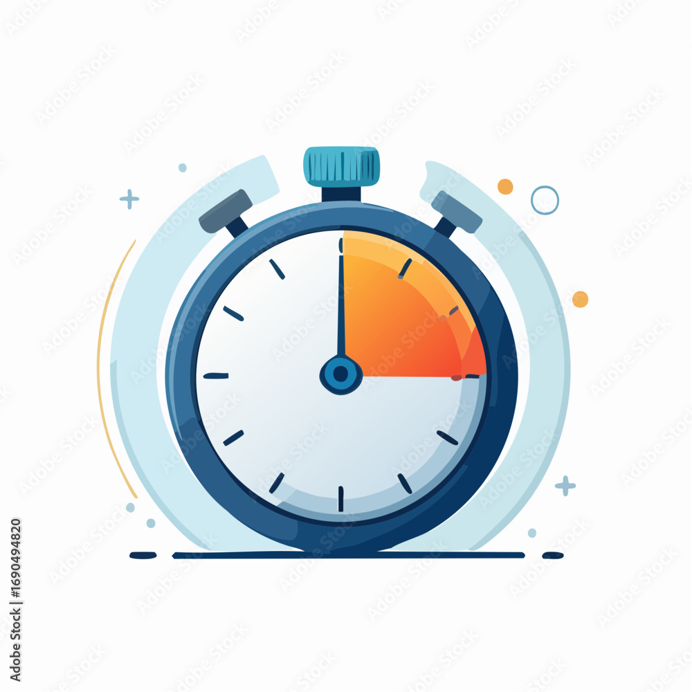 Obraz premium Flat Design Stopwatch With Orange Progress