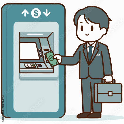 Illustration of someone withdrawing money from an ATM