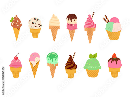 desserts sweet eating yummy street food confectionery snacks cone waffle filling ice cream cone illustration background