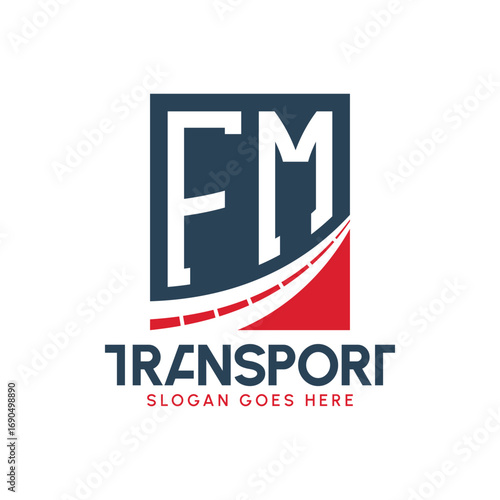 Letter FM Transport Logo Design. Modern FM Road Logo for Delivery, Transport Company and Fleet Business