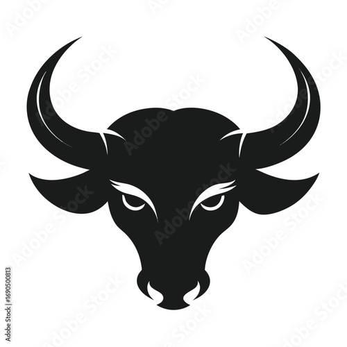 silhouette of Watter Buffalo's horn on  white background