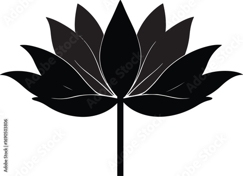 Elegant Black Lotus Flower Illustration on White Background A Symbol of Purity Peace and Spiritual Awakening